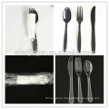 best disposable Luxury plastic forks cutlery set spoon fork knife napkin eco-friendly resturant hotel set OEM